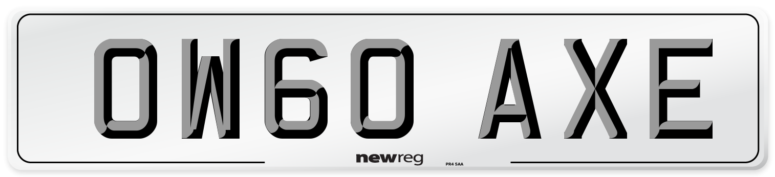 OW60 AXE Number Plate from New Reg